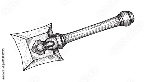 Ancient weapon vector illustration battle axe or war hammer hand drawn fantasy design
