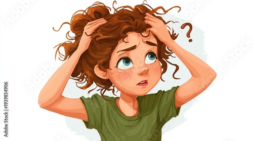 Young woman confused and frustrated, pulling her hair in bewilderment