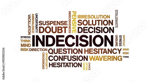 indecision animated word cloud-text design animation tag kinetic typography seamless loop.