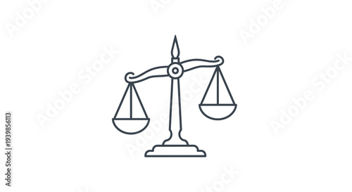 Professional Vector Icon Representing Integrity with a Balanced Scale Outline. transparent.