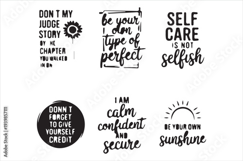 Motivational typography prints with positive affirmations and floral elements