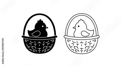 Easter basket with chicks Vector