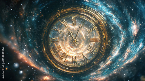 clock time isolated on galaxy spiral space