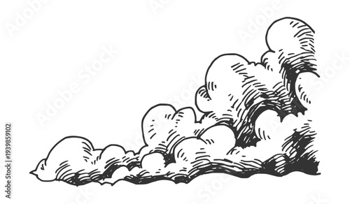 Clouds vector illustration. Hand drawn sketch. Engraving style.