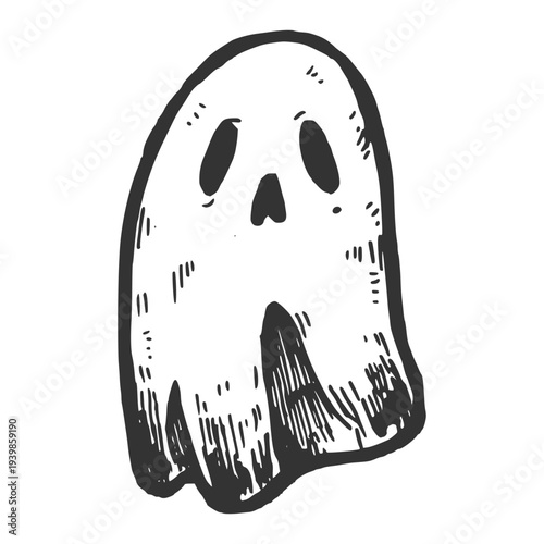Ghost vector illustration. Hand drawn sketch. Engraving style.