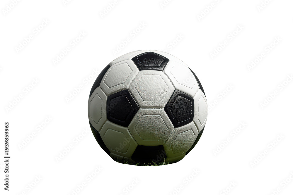 Fototapeta premium Soccer ball on a transparent background, ready for play, representing sports, competition, and global events