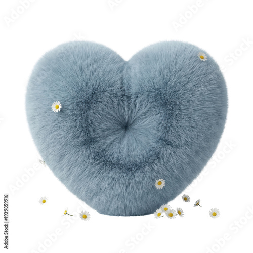 Wallpaper Mural Soft blue heart shaped pillow with white daisies for Valentine's Day Torontodigital.ca