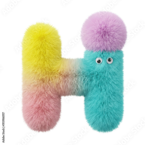Wallpaper Mural Colorful fuzzy letter H with googly eyes and playful texture Torontodigital.ca