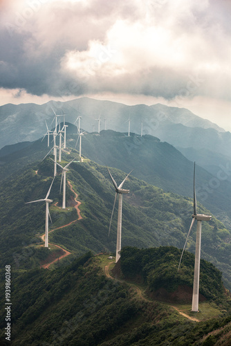 Windmills on Queyashan Mountain in Heyuan, Guangdong