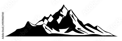 Silhouette mountain range isolated on white background, vector design