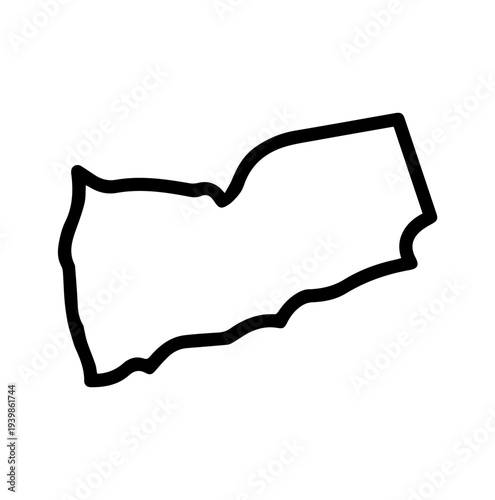 Black Line Icon for Yemen, Map, and Arab Stock Vector.