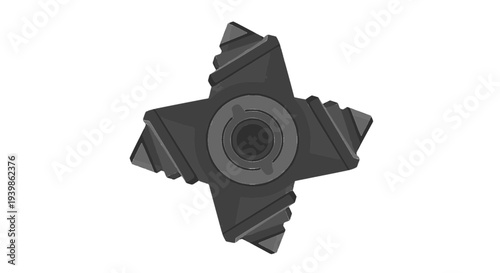 Industrial drill bit or heavy-duty cutting tool for CNC machinery. Precision engineering component for manufacturing, mining, or metalwork. Vector technical icon.