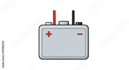 Battery icon with positive and negative terminals symbolizing electrical energy storage, power supply, charging systems, and electronic device power management.