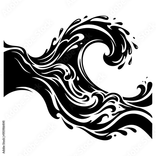 Ocean Wave Splash Illustration