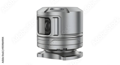 Modern Silver 3D Laser Scanner on White Background for Industrial and Technology Use