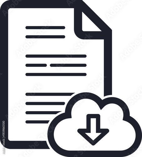 クラウドにファイルをダウンロードするドキュメントアイコン