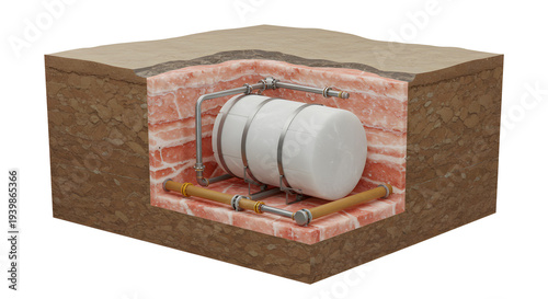 Underground Propane Tank Installation in Cross-Section View