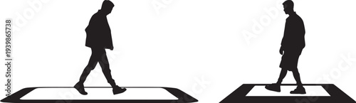 Set of 2 pedestrian crossing icons vector