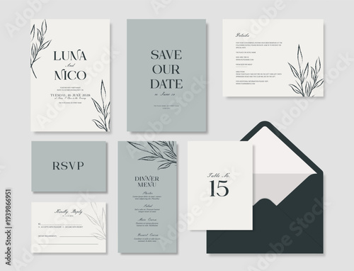 Elegant wedding stationery template. beautiful wedding card template. trendy modern wedding invitation template.