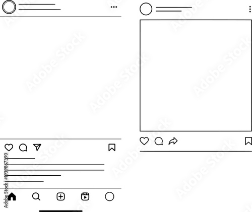 Social Media Mobile App Wireframe Interface Mockup Set