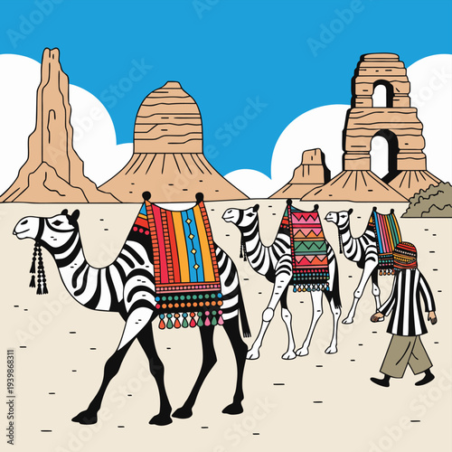 Traditional Balochi Camel Caravan Desert Culture Icon