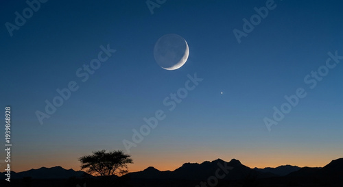 moon in the sky during the ramadaan and eid ul fiter