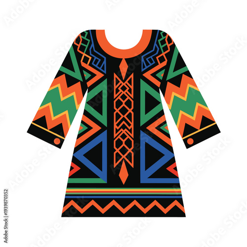 Traditional Balochi Embroidered Dress Cultural Vector Icon