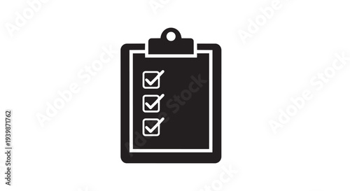 Clipboard with a checklist displays three completed tasks, representing successful project management and organization.