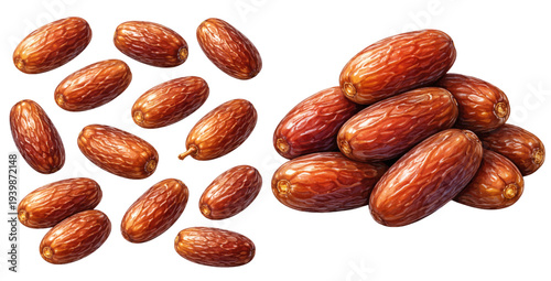 A charming watercolor collection of date fruits with rich brown texture for botanical fruit illustrations and healthy food design.