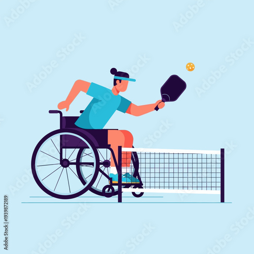 Man In Wheelchair Playing Pickleball, Demonstrating Sports Accessibility