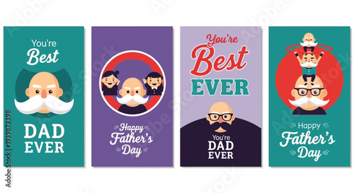 Happy Father's Day Cards Collection: Dad Ever, Best Dad Ever, Family Celebration