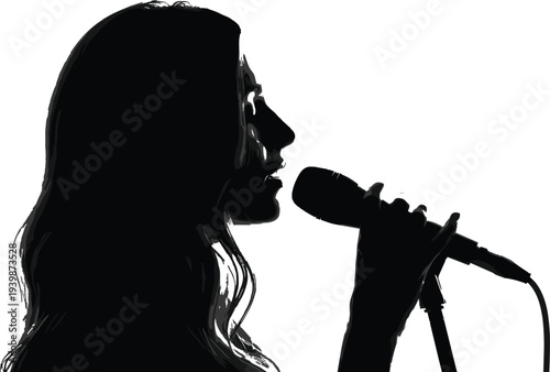 Dynamic black silhouette of a female basketball player jumping high in the air to score a layup at the hoop