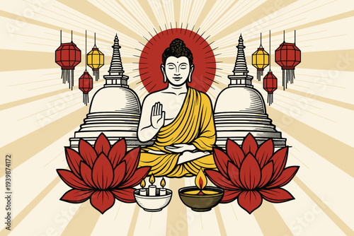 Happy vesak day or buddha purnima hindu festival