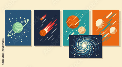 Cosmic Art Collection: Planets, Comets, Galaxy, Space Exploration