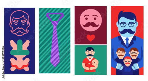 Father's Day Celebration: Diverse Dads and Family Love with Moustaches