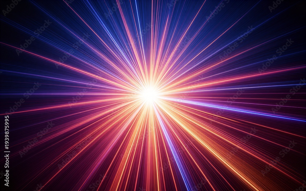Obraz premium Vibrant light rays burst from a bright center radiating energy in