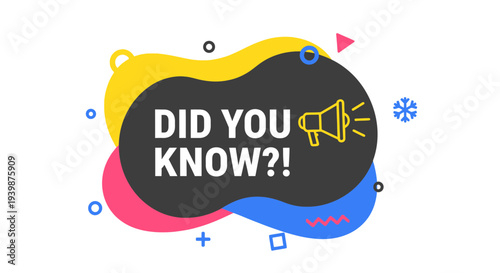 Did You Know? Megaphone Icon and Abstract Shapes - Fun Fact Announcement
