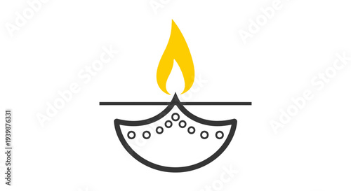 Diwali diya oil lamp icon, festive celebration, light and hope symbol, graphic illustration