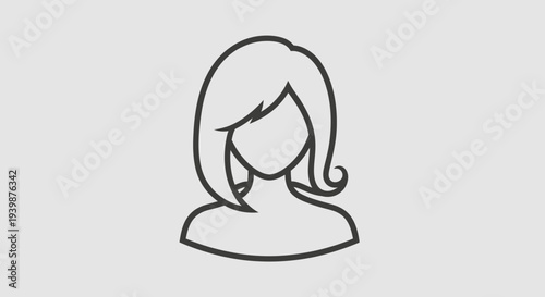 Simple Line Art Icon of a Woman's Silhouette with Bob Hairstyle
