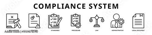 Compliance System web banner icon illustration