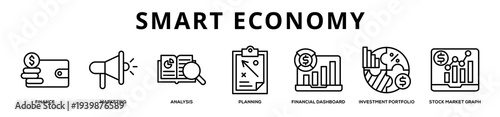 Smart Economy web banner icon illustration
