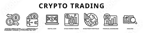 Crypto Trading web banner icon illustration