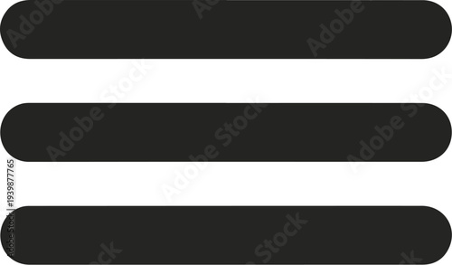 Three horizontal dark grey rounded bars representing a menu icon for user interfaces.