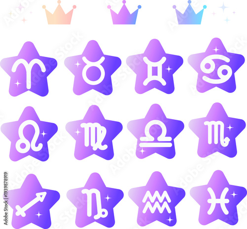 12星座シンプルアイコンセット　星型