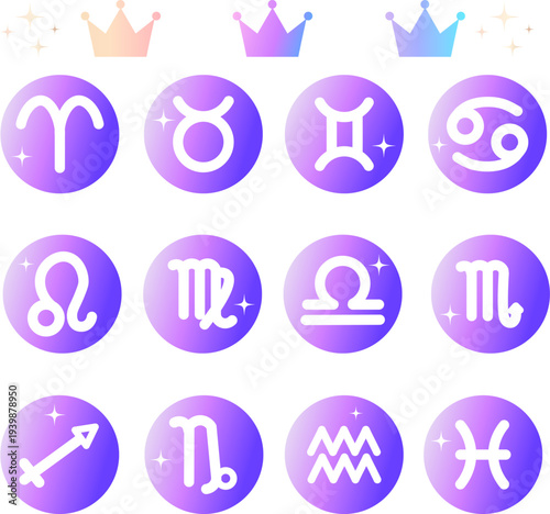 12星座シンプルアイコンセット