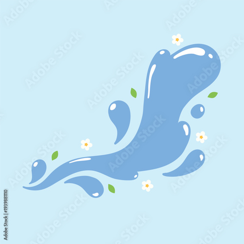 Songkran Festival Water Splash with Flowers Illustration