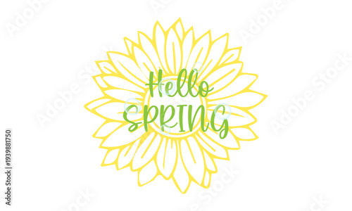 Hello spring banner. Spring season background with floral elements
