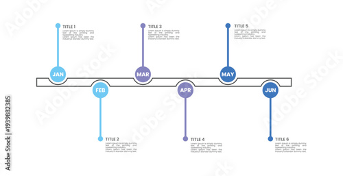 Circle timeline infographic 6 options, step, sequence. Six stage infographic template for business presentations