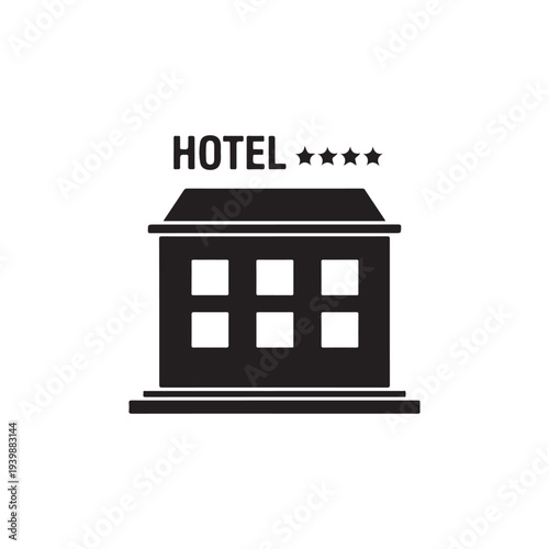 Minimalist Flat Design Hotel Sign Vector with Five Stars for Travel and Hospitality Branding