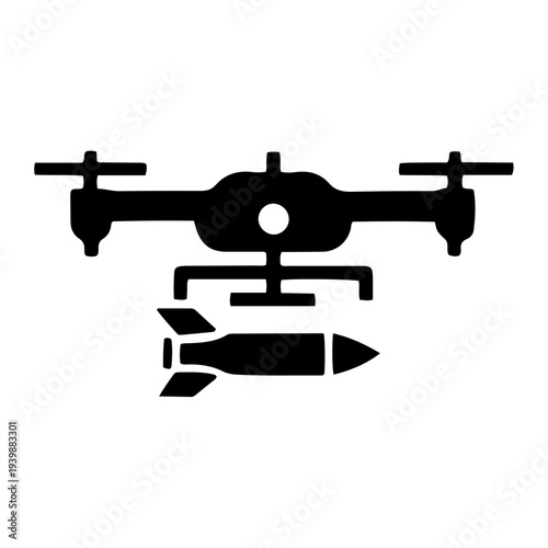 Drone equipped with missile prepares for war operation in modern warfare zone